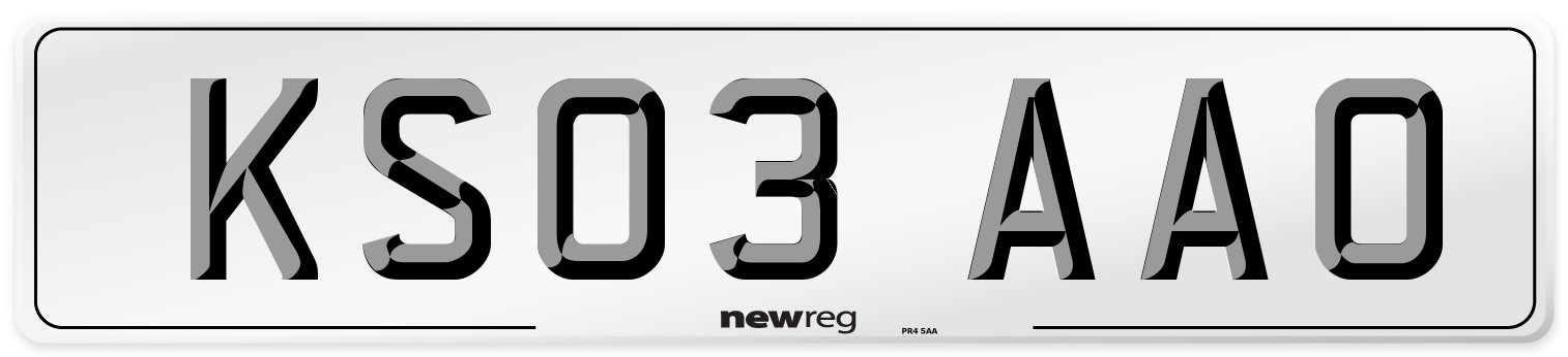 KS03 AAO Number Plate from New Reg